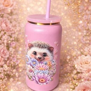 Pink Hedgehog Floral Mug
